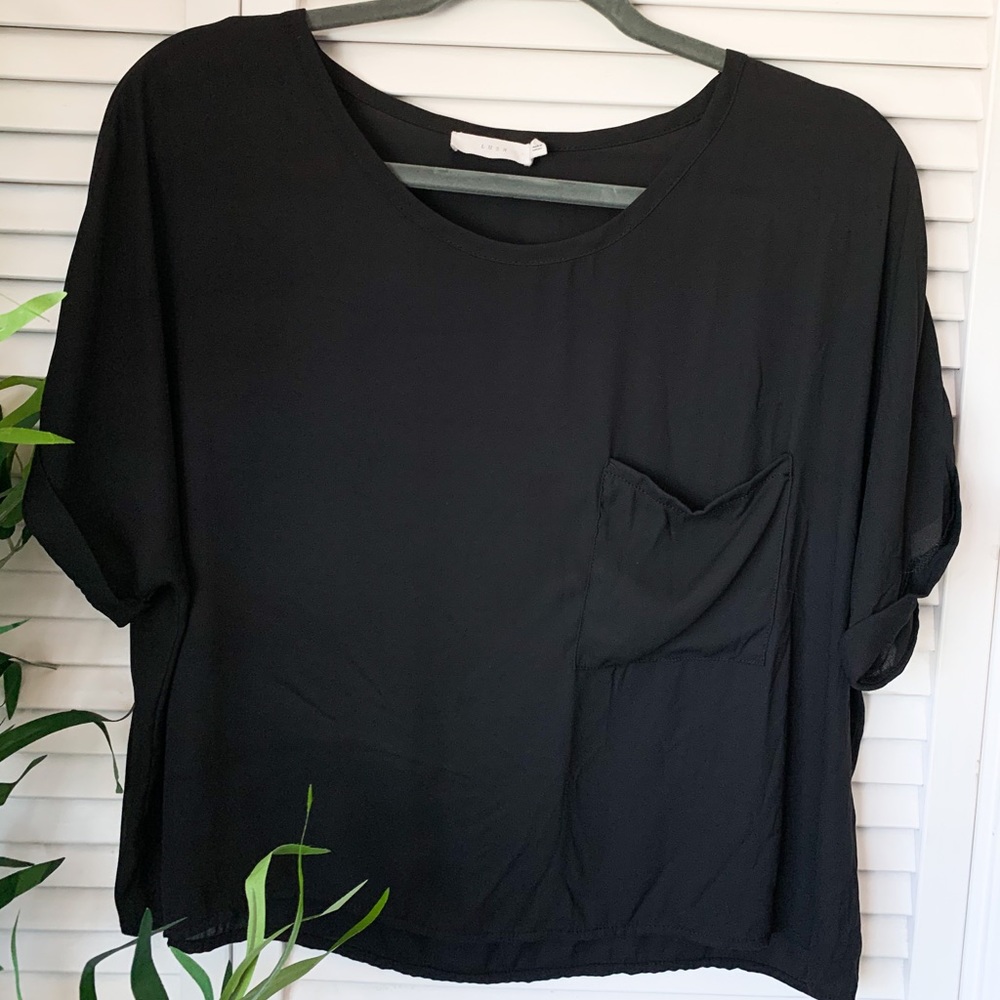 Lush Black Over Sized Crop Top